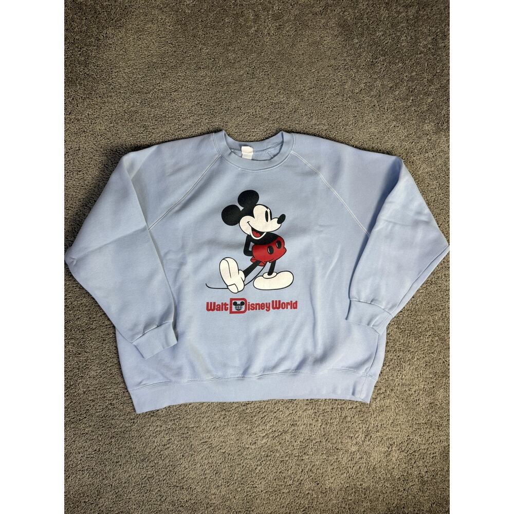 Disney Sweatshirt Womens XXL Blue Pullover Fleece Walt Disney World Mickey